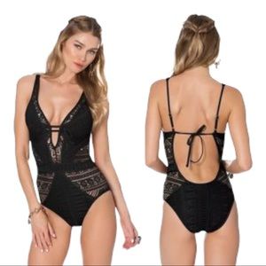 Becca color play one piece crochet black size medium.